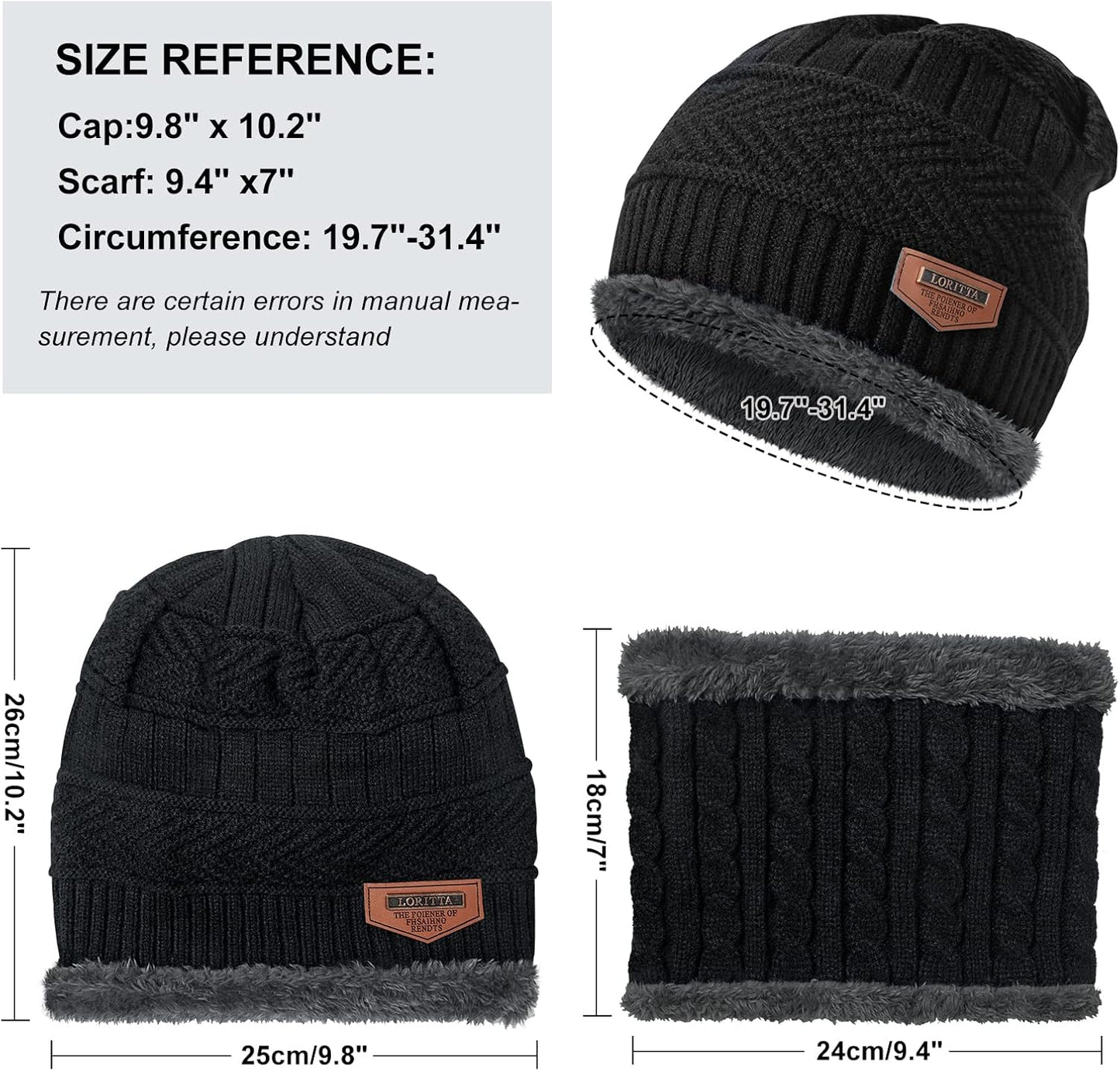 Winter Beanie Hats Scarf Gloves Set Thick Warm Slouchy Beanies Hat Knit Skull Cap Neck Warmer for Men Women