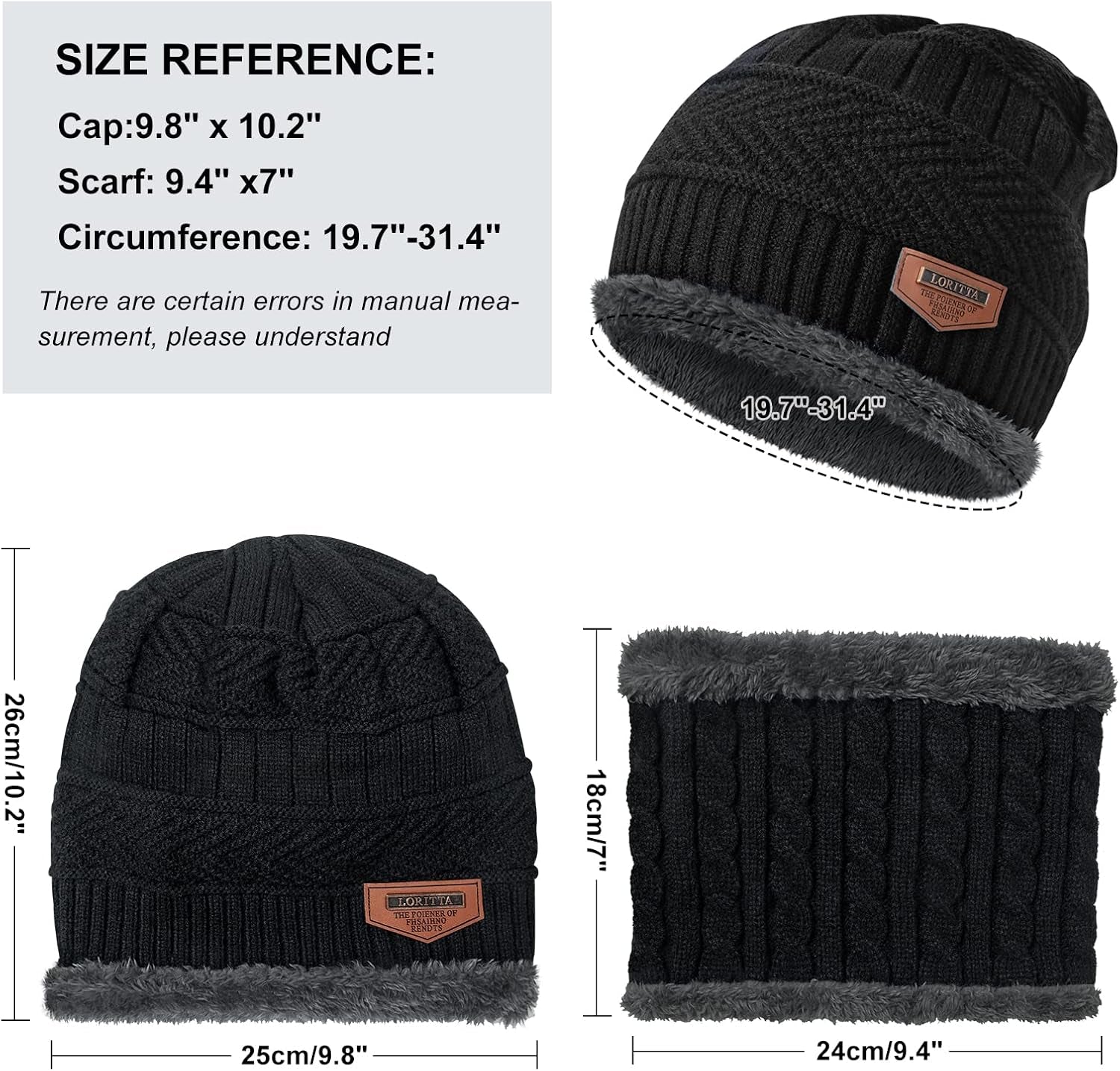 Winter Beanie Hats Scarf Gloves Set Thick Warm Slouchy Beanies Hat Knit Skull Cap Neck Warmer for Men Women